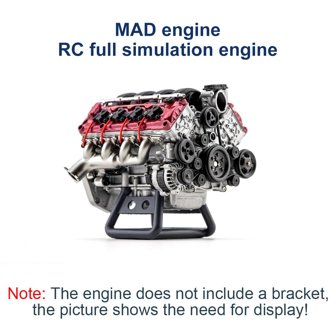 MAD RC Simulated V8 Engine KIT that Works Original Color Unpainted Version - stirlingkit