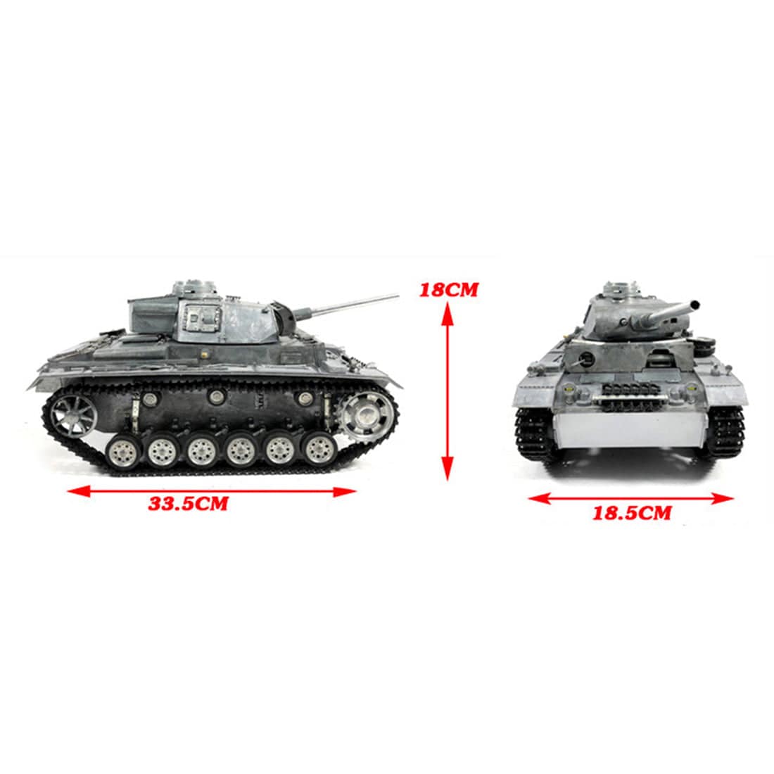 MATO 1:16 WWII German Panzer III Full Metal Remote Control Military Tank Model -  Shot Version - stirlingkit