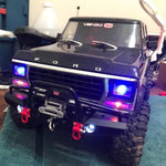 Metal Front Bumper with 2 LED Lights Remote Control Electric Winch for 1/10 Traxxas TRX-4 SCX10II 90046 - stirlingkit