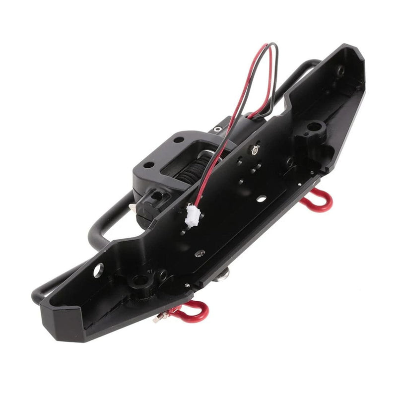 Metal Front Bumper with 2 LED Lights Remote Control Electric Winch for 1/10 Traxxas TRX-4 SCX10II 90046 - stirlingkit