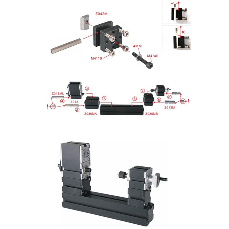 Metal Lathe MachiningTool Assembly Model Kits with Base - stirlingkit