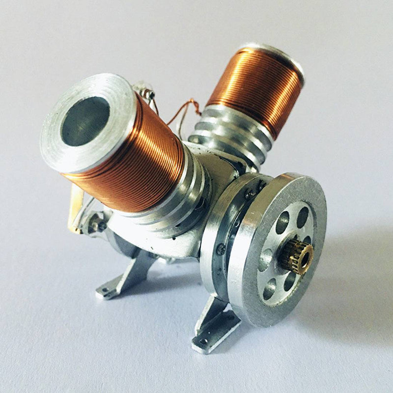 Metal V2 Electromagnetic Reciprocating Piston Engine Model Motor Physics - stirlingkit