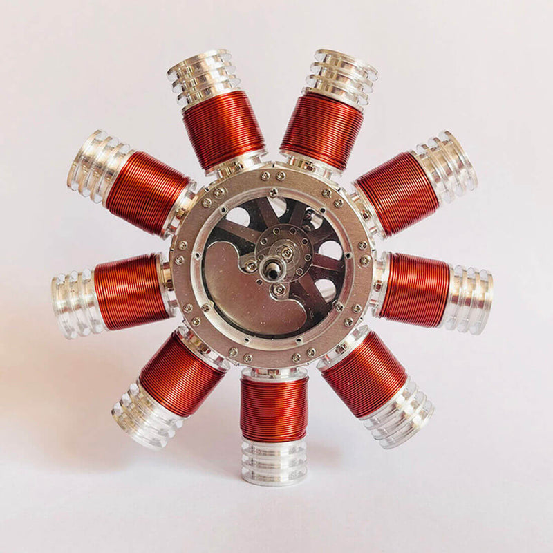Mini 9 Cylinder Electromagnetic Motor Radial Solenoid Engine Brushless Motor Model Technology - stirlingkit