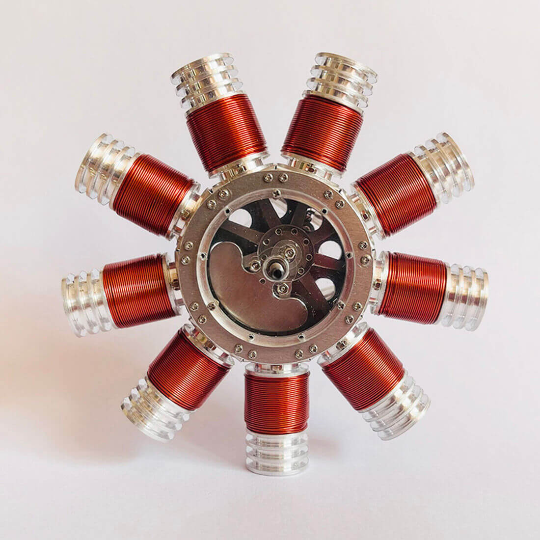 Mini 9 Cylinder Electromagnetic Motor Radial Solenoid Engine Brushless Motor Model Technology - stirlingkit