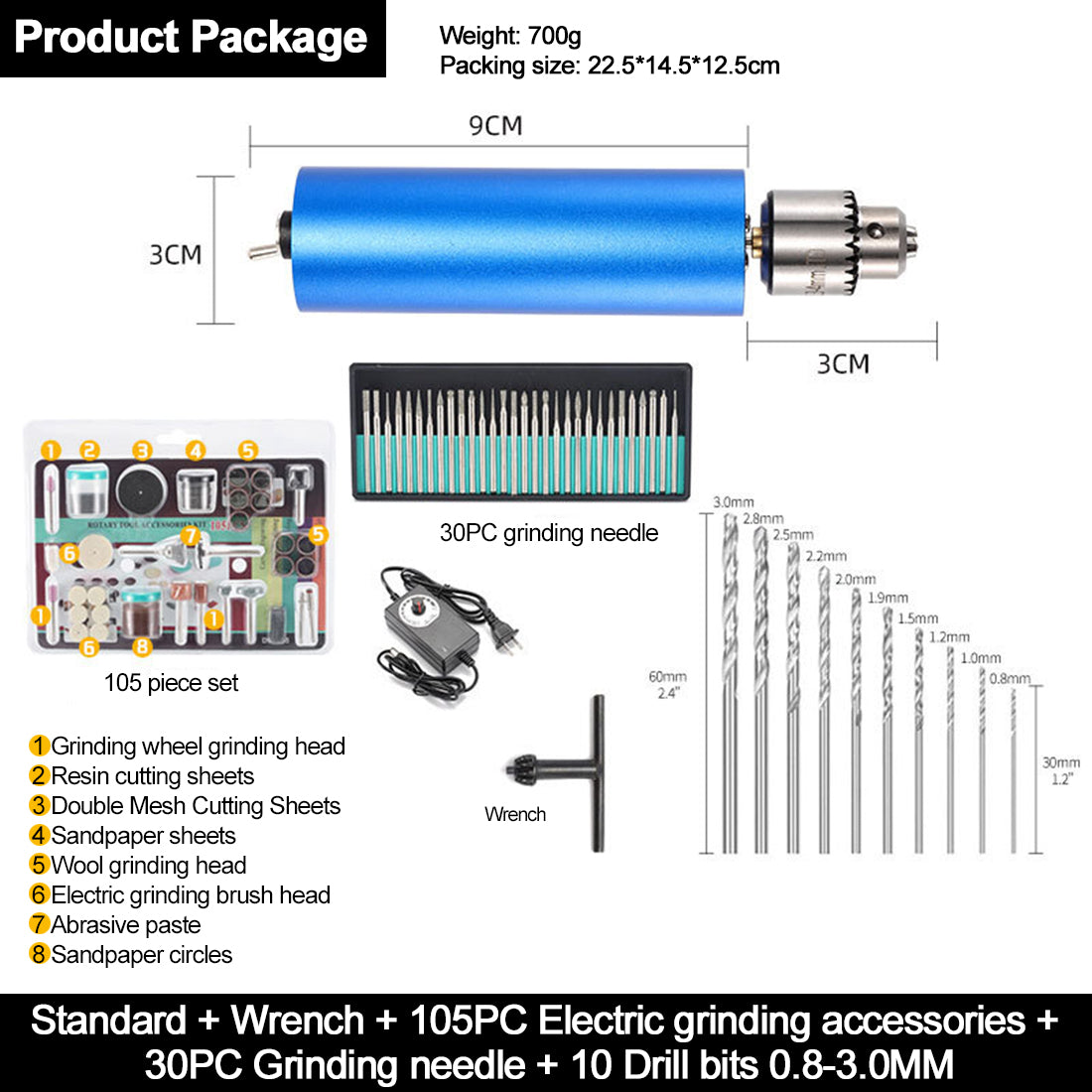 Mini Electric Drill Grinder Engraving Pen Tool Set for Engine Model - stirlingkit