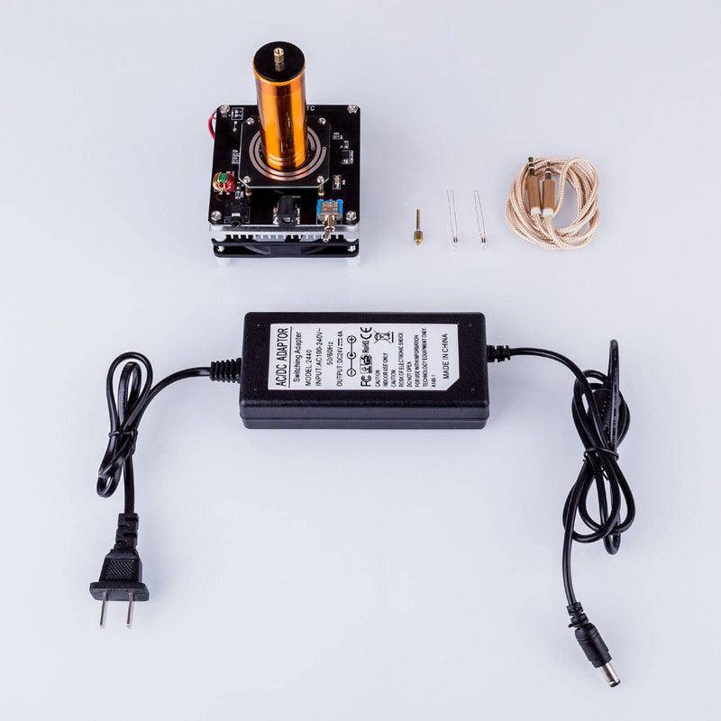 Mini Tesla Coil Plasma Speaker Music with 220V to 24V Power Supply - US Plug - stirlingkit