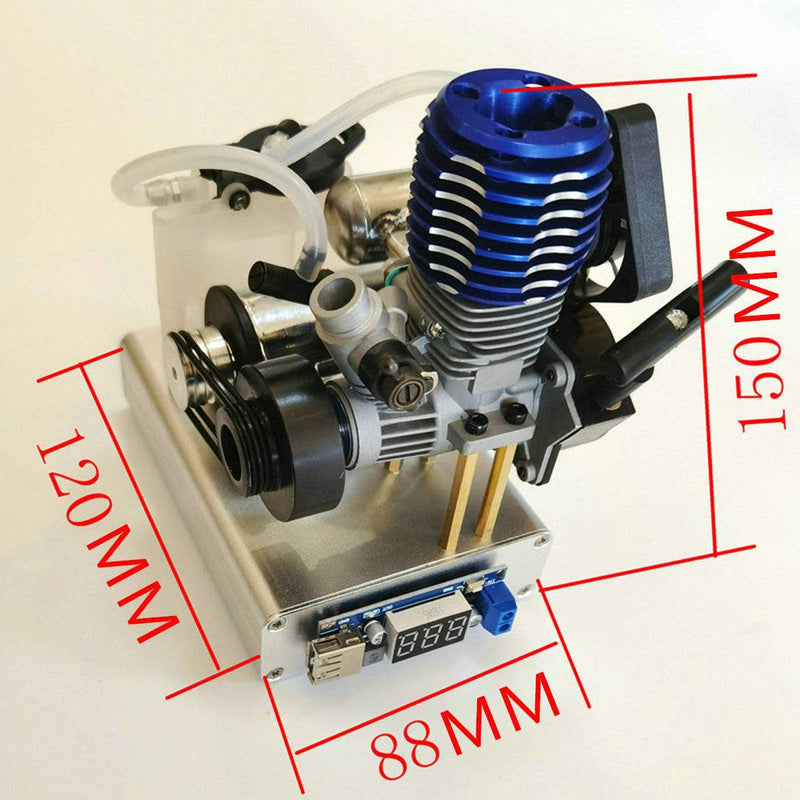 Modified Level 15 Two Strokes 12V Methanol Nitro Powered Engine Generator Model  (5V 1.5A USB Charging) - stirlingkit