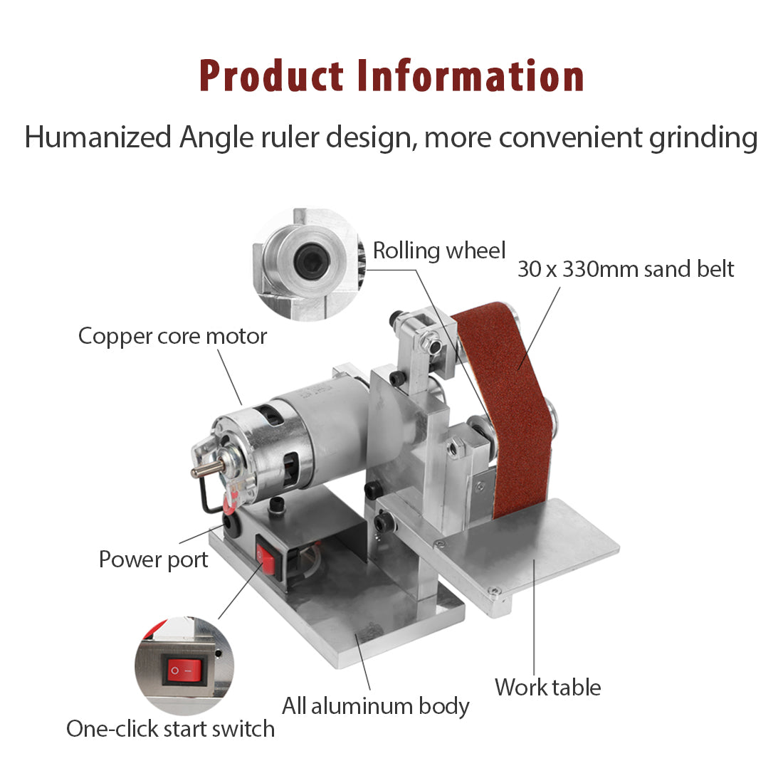 Multifunctional Homemade Mini Belt Sander for Engine Machine DIY Tools - stirlingkit