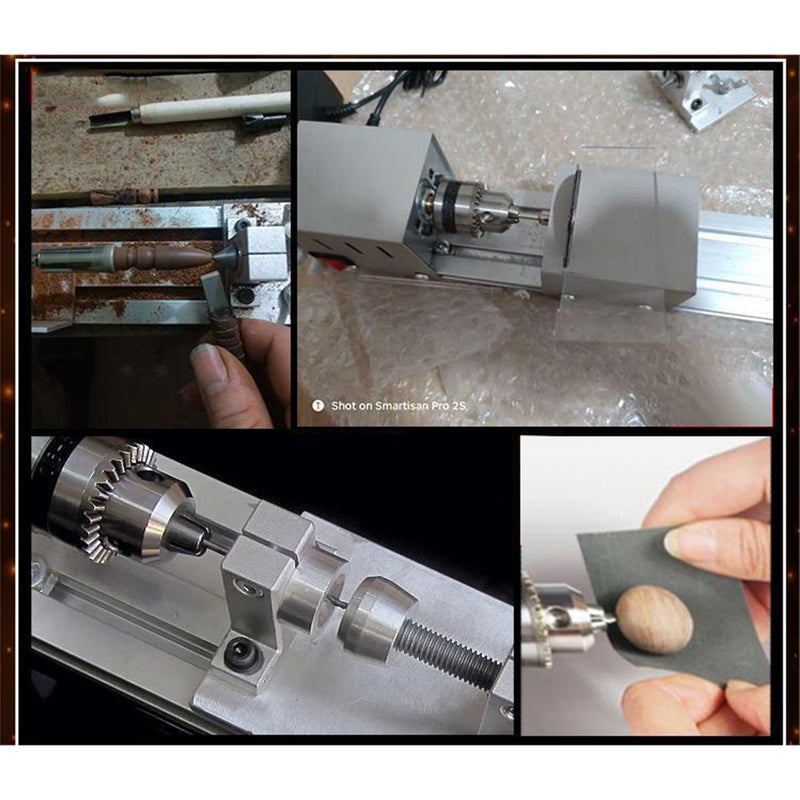 96W Mini Wood Lathe Machine - 7 Speed Variable RPM With Precision Collet For DIY Woodworking