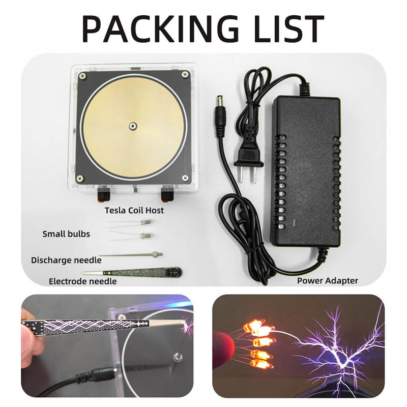 Musicical Tesla Coil Model with Artificial Lightning Experimental Technology Desk Toy - stirlingkit