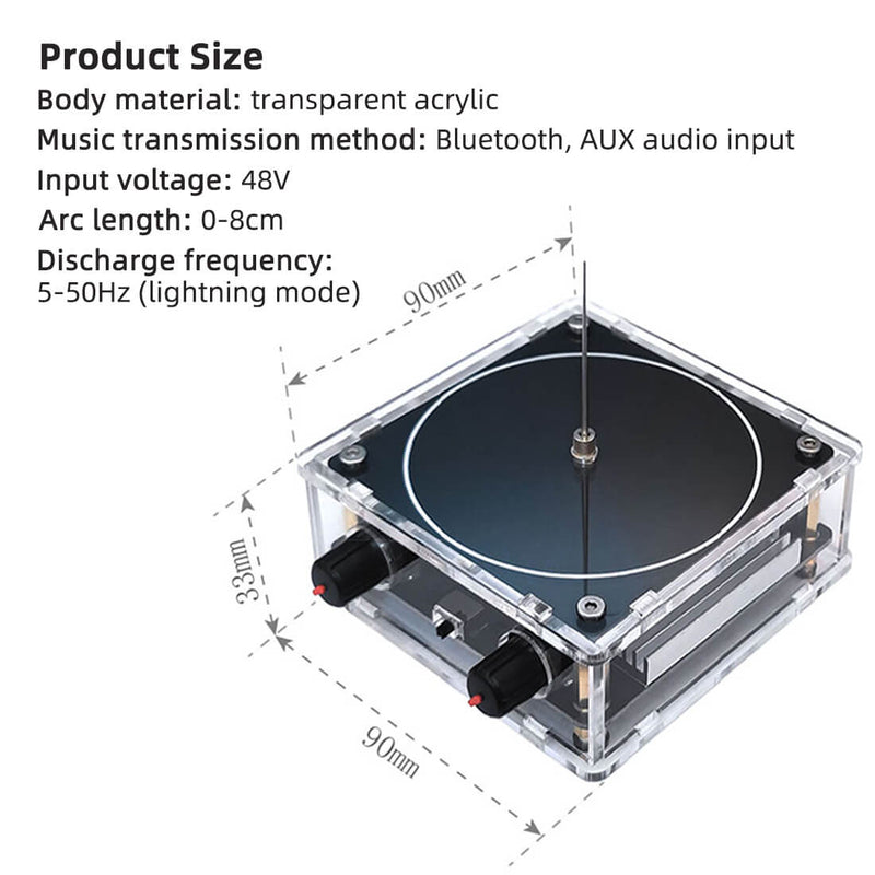 Musicical Tesla Coil Model with Artificial Lightning Experimental Technology Desk Toy - stirlingkit
