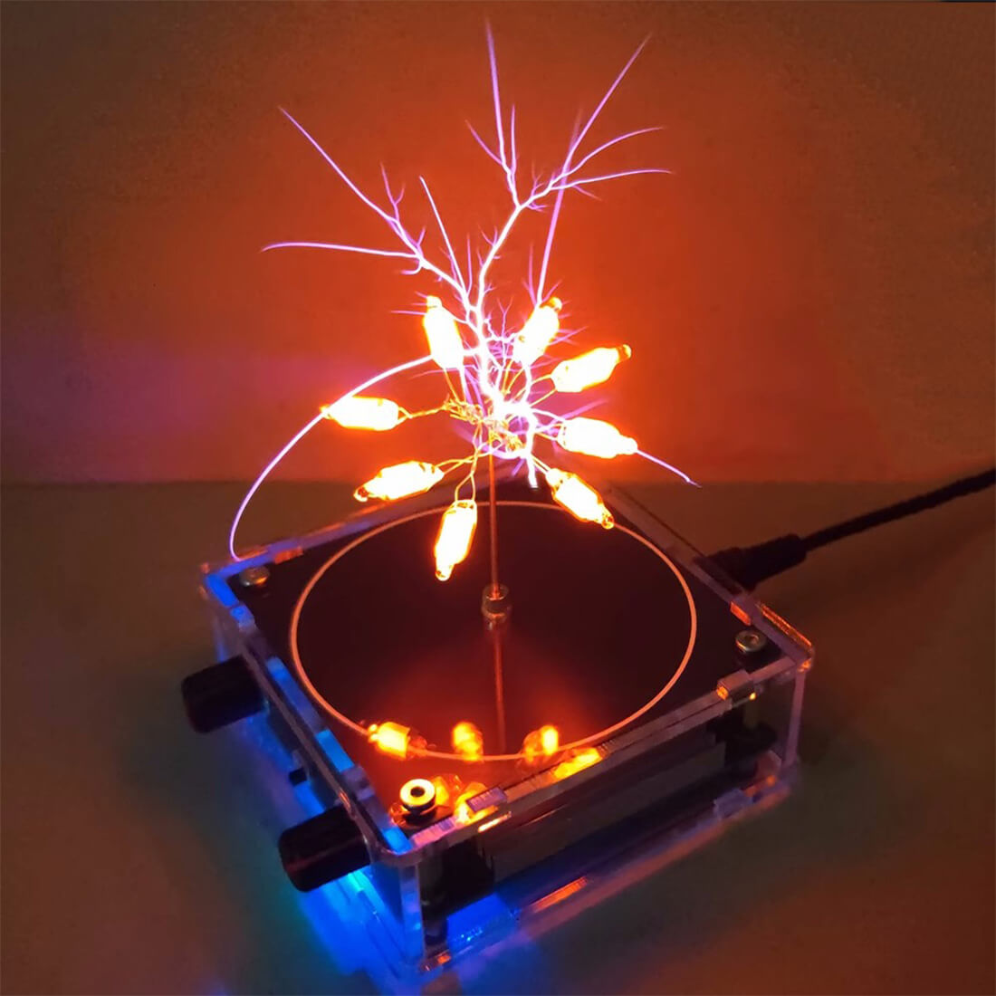 Musicical Tesla Coil Model with Artificial Lightning Experimental Technology Desk Toy - stirlingkit