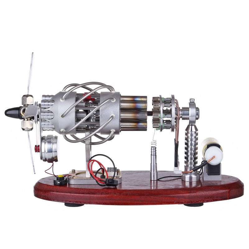 New 16 Cylinder Swash Plate Stirling Engine Butane Generator Upgrade Model with Digital Display Voltage Meter - stirlingkit