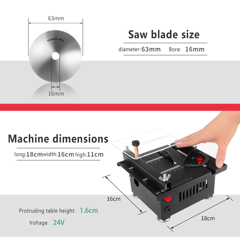 Precision Multifunctional Mini Table Saw Woodworking Lathe Polishing Bench For Engine Model DIY Crafts - stirlingkit