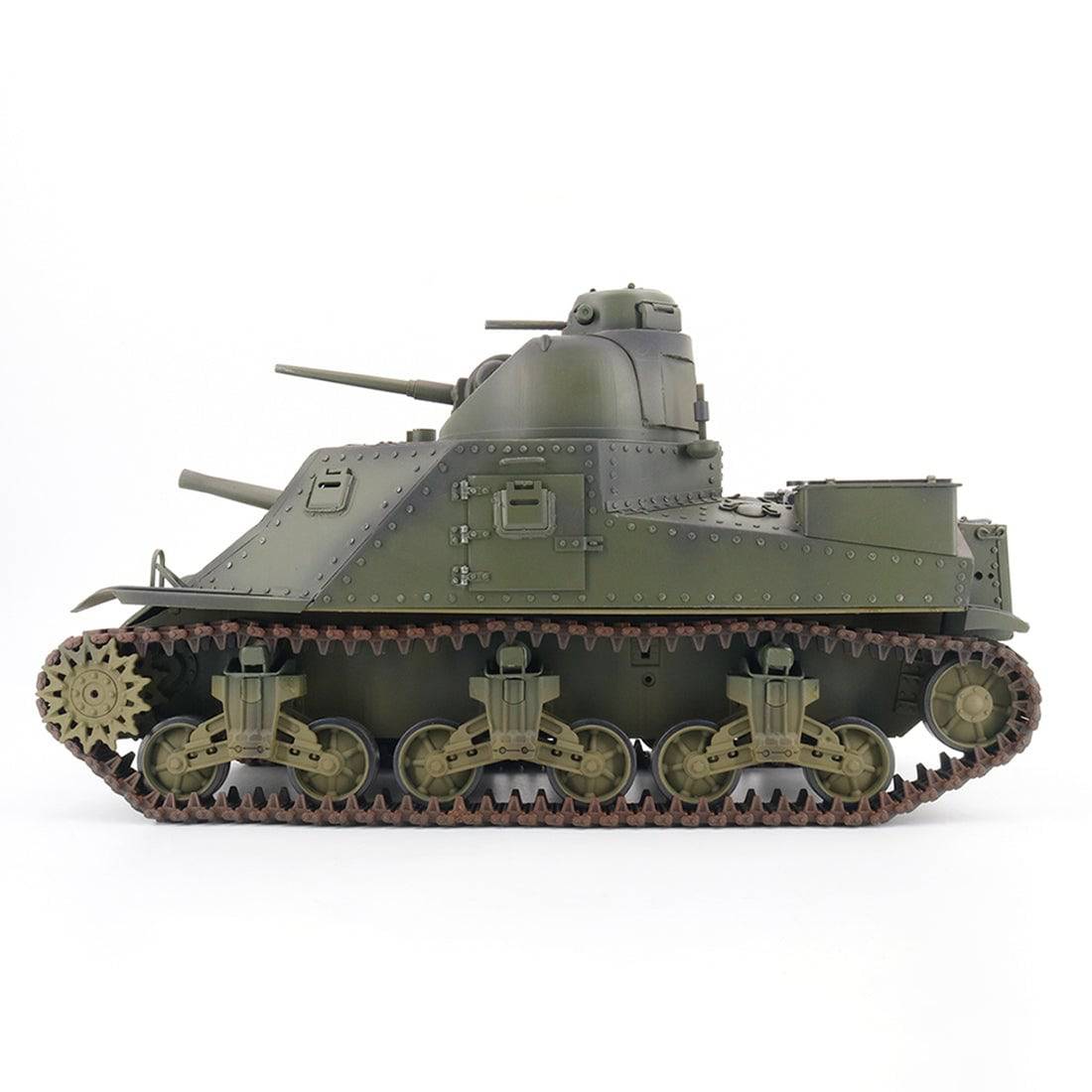 Premium 1/16 2.4G Simulation Metal RC WWII US Light Tank M3 Model Toy with Light & Sound - stirlingkit