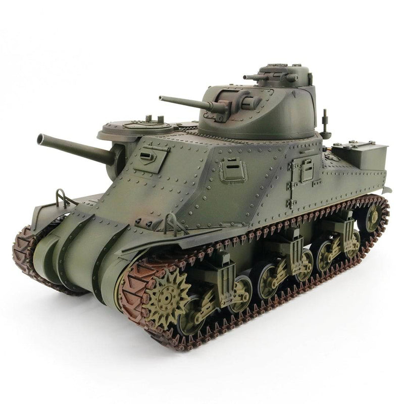 Premium 1/16 2.4G Simulation Metal RC WWII US Light Tank M3 Model Toy with Light & Sound - stirlingkit