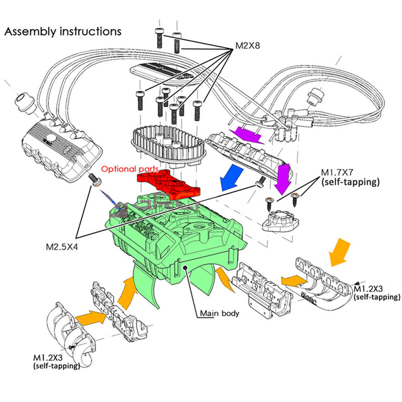 RC Car 1976 Model 1/10 Simulation SOHC V8 Scale Engine Kit GRC F76 - stirlingkit