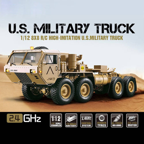 HG 1:12 8 x 8 R/C 2.4G Electric Remote Control Militray Truck Model All Terrin Truck Kit - stirlingkit