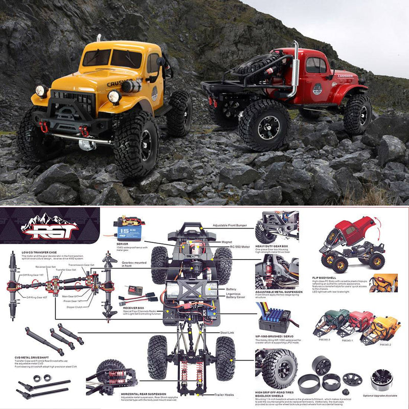 RGT EX86181 CRUSHER 1/10 RTR 2.4G 4WD Electric RC All-terrain Climbing Car Off-road Vehicle - stirlingkit