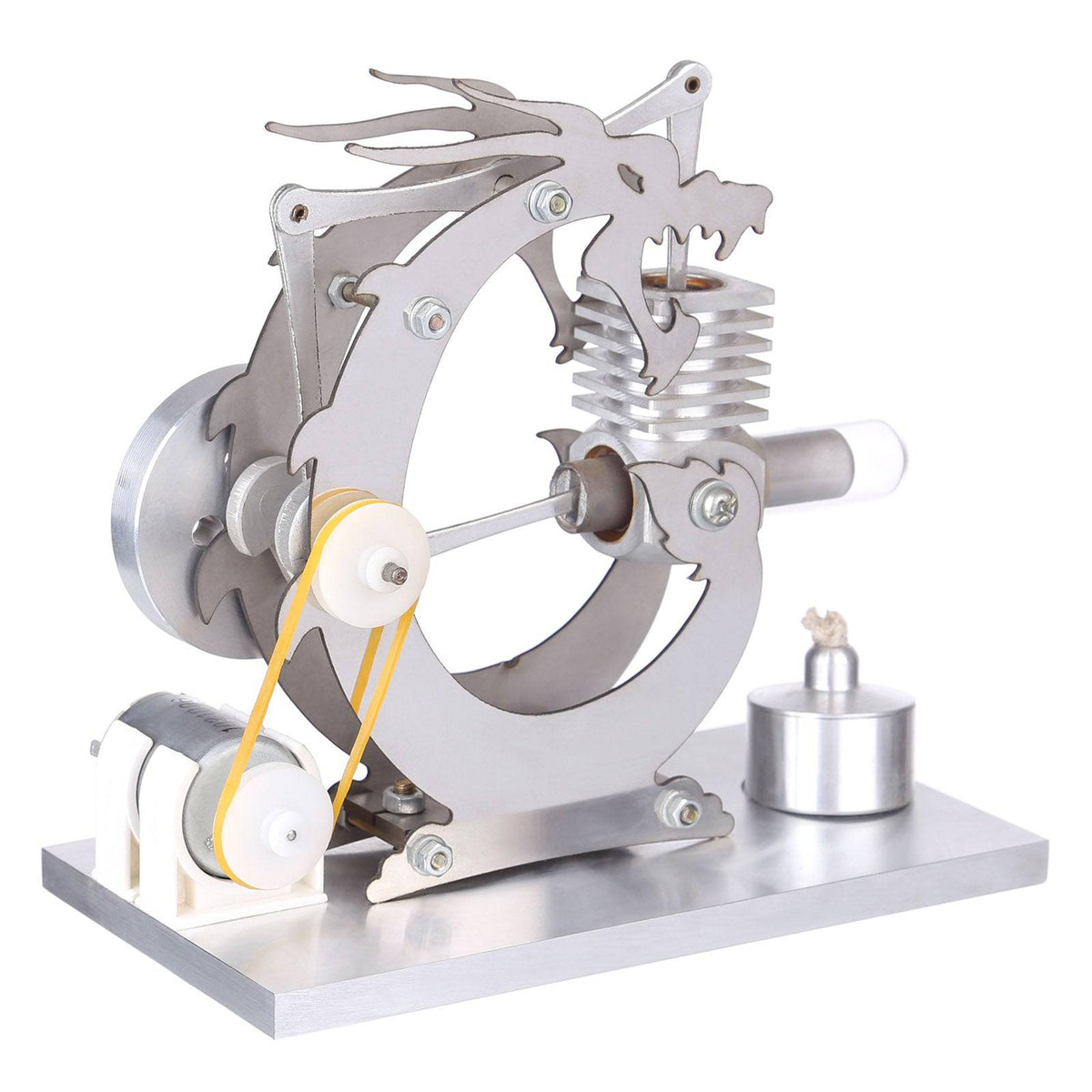 Roaring Black Dragon Single Cylinder Stirling Engine Generator Model Science Experiment Toys Gif - stirlingkit