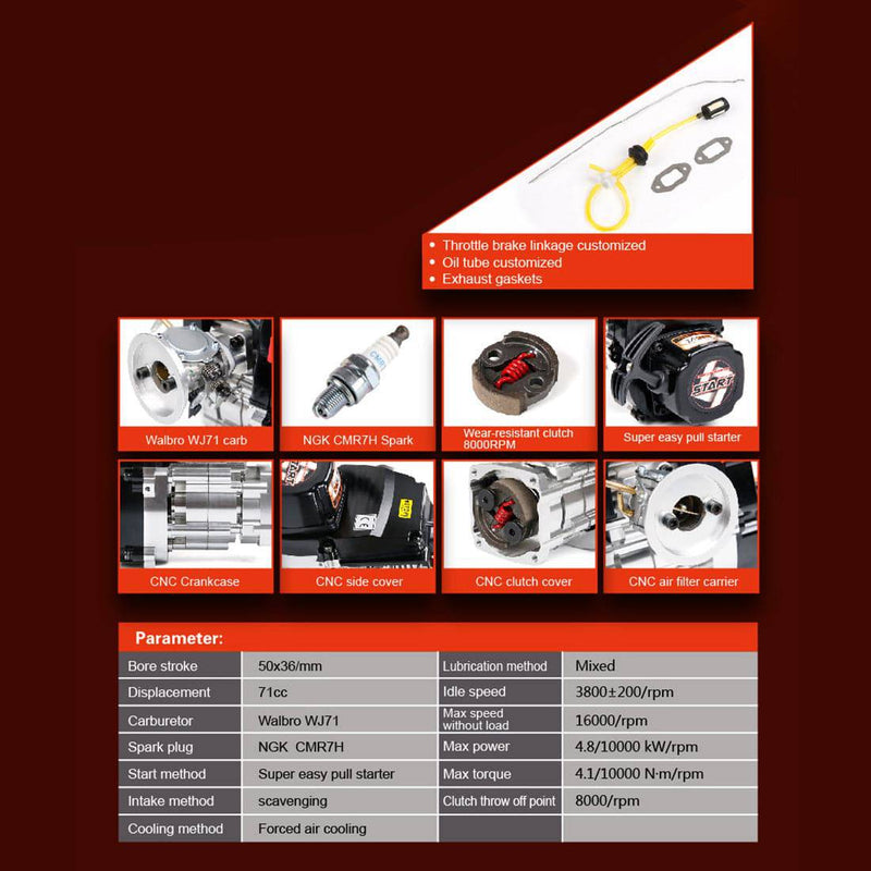 Rofun 71cc Single-cylinder 2-stroke Gasoline Engine for 1/5