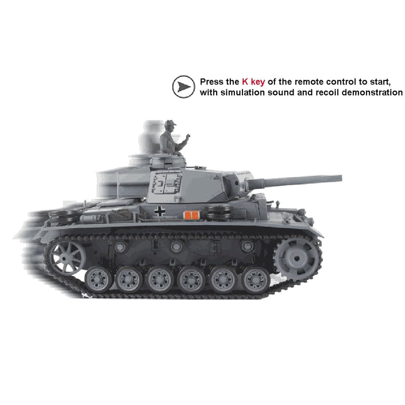 Simulated 1:16 German III L Tank 2.4G Remote Control Model Military Tank - stirlingkit