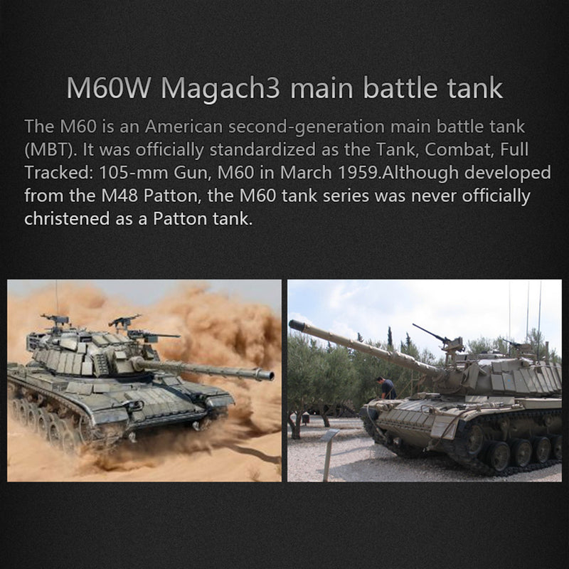 Simulative Israeli M60W ERA Magach 3 RC Tank Military Toy 1/16 2.4G - stirlingkit