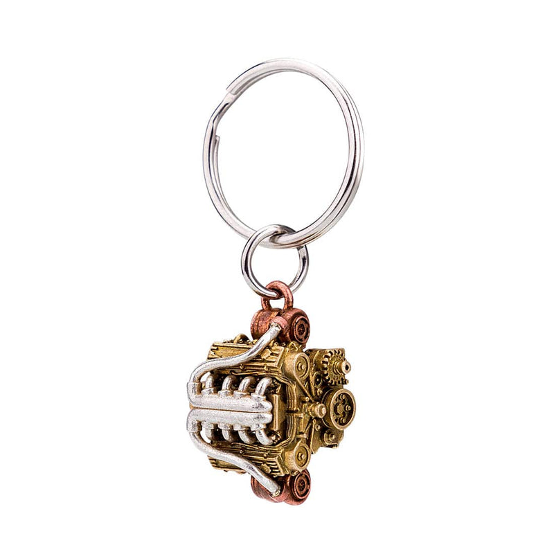 Small Block Miniature V8 Engine Metal Keychain Keyring - stirlingkit