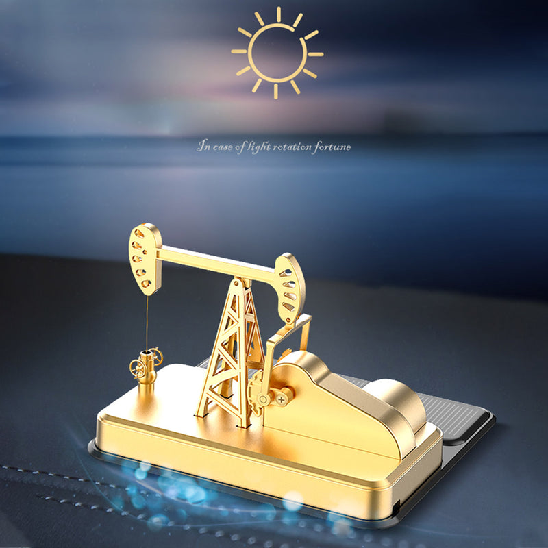 Solar Power Powered Toy Mini PumpJack Pumping Unit Model for Car Decoration - stirlingkit