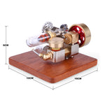 Speed-Adjustable Hot Air Sterling Engine Model with Wooden Base Science Toy - stirlingkit