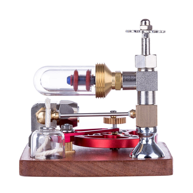 Speed-Controlled Single Cylinder Stirling Engine with Regulator Free Piston External Combustion Engine - Red - stirlingkit