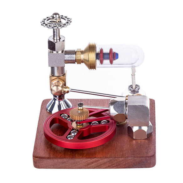 Speed-Controlled Single Cylinder Stirling Engine with Regulator Free Piston External Combustion Engine - Red - stirlingkit