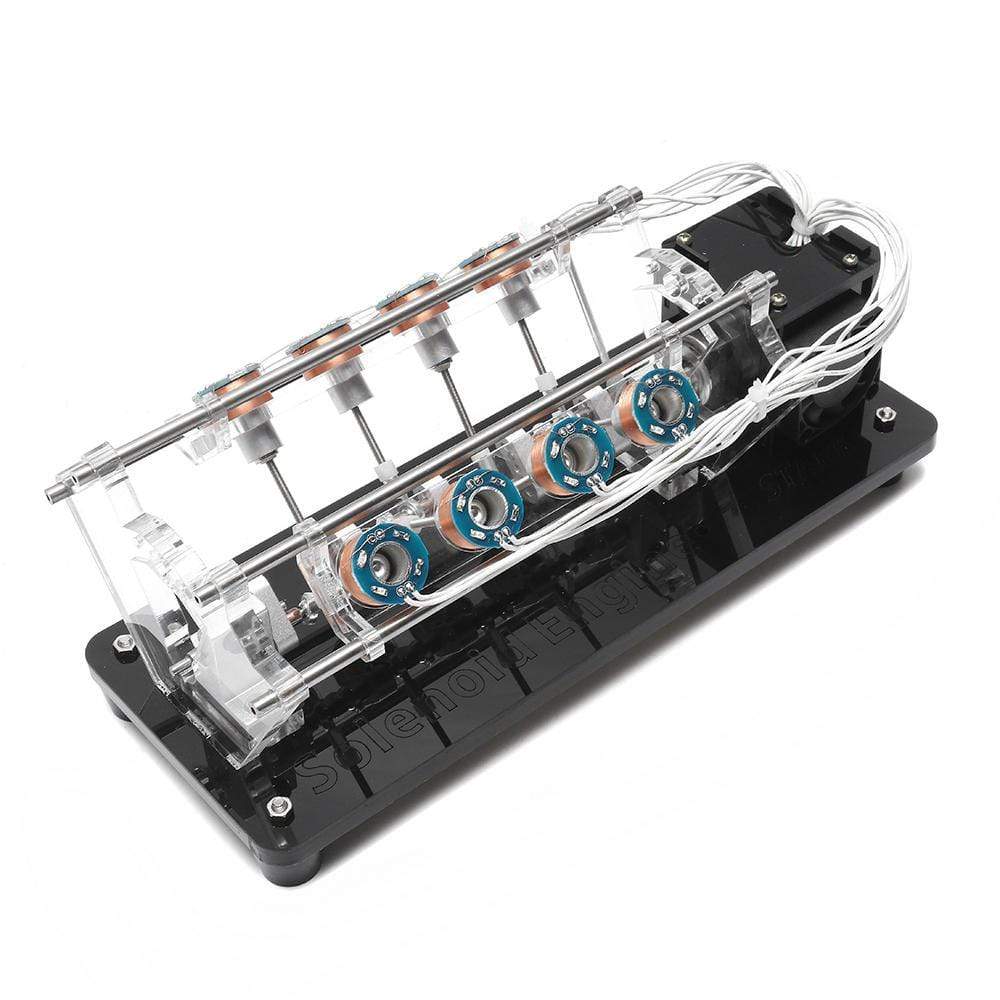 Stark Magnetic Multi Coil Car Solenoid Engine V8 Model LED Light Hall Effect Reciprocating Electromagnetic Motor - stirlingkit