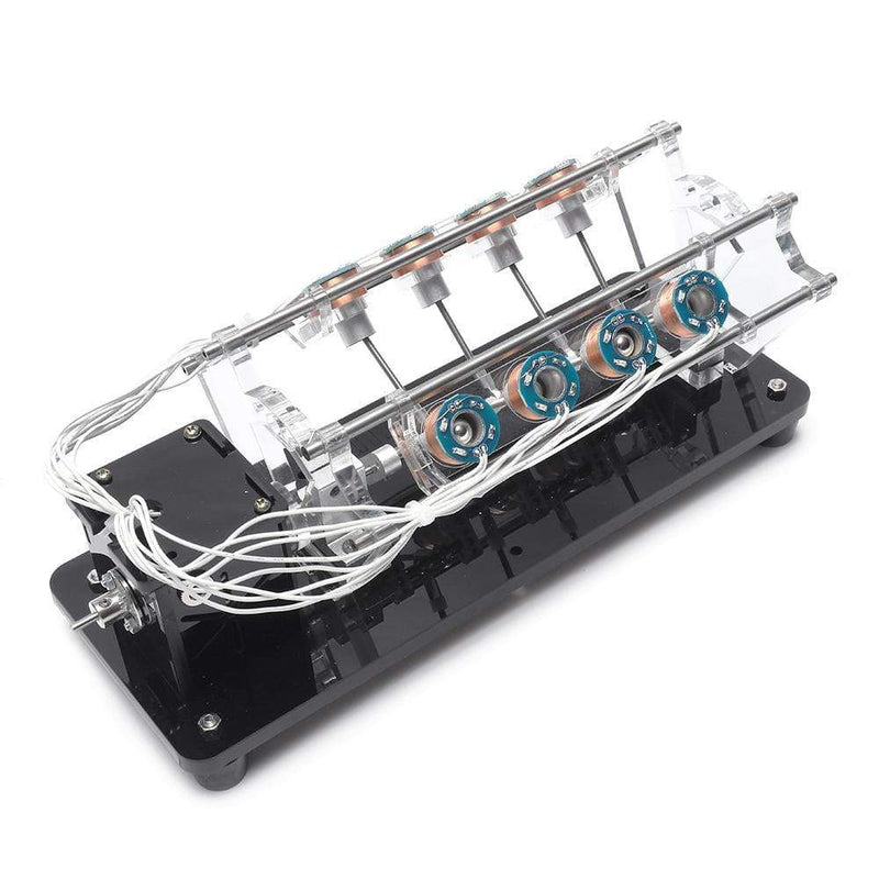 Stark Magnetic Multi Coil Car Solenoid Engine V8 Model LED Light Hall Effect Reciprocating Electromagnetic Motor - stirlingkit