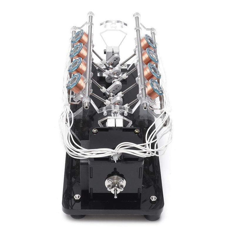 Stark Magnetic Multi Coil Car Solenoid Engine V8 Model LED Light Hall Effect Reciprocating Electromagnetic Motor - stirlingkit