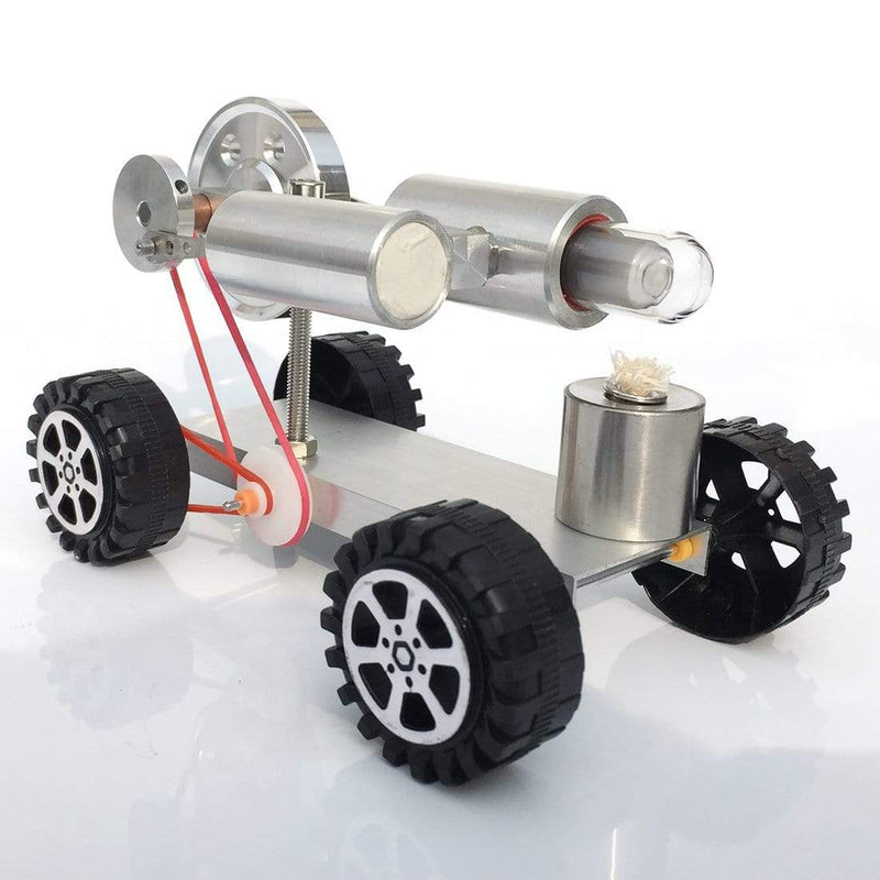 Stirling Engine Car Model Stirling Motor Model Kit Metal Base Rubber Wheel - stirlingkit
