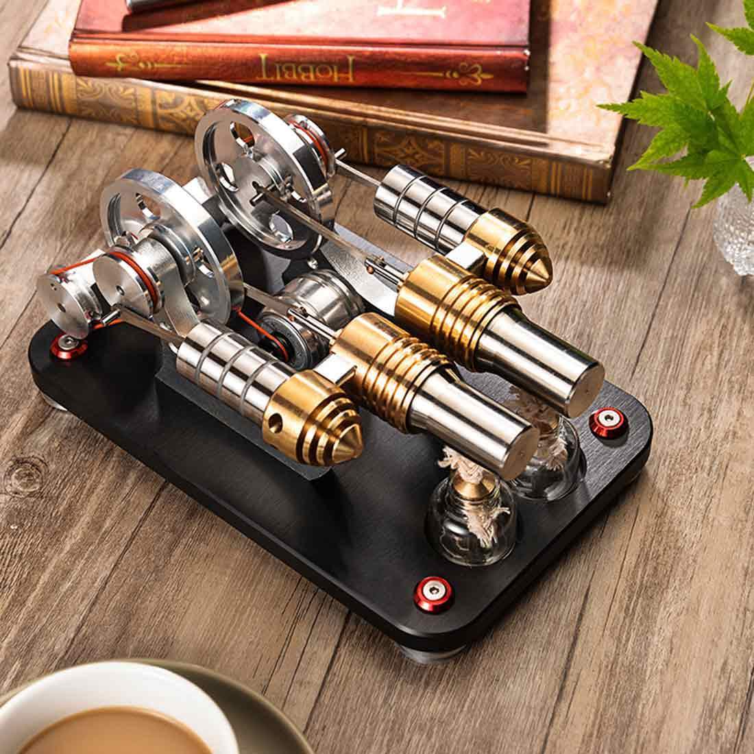 Stirling Engine Kit 2-Cylinder Parallel Bootable Micro External Combustion Engine Model - stirlingkit