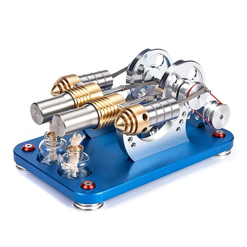 Stirling Engine Kit 2-Cylinder Parallel Bootable Micro External Combustion Engine Model - stirlingkit