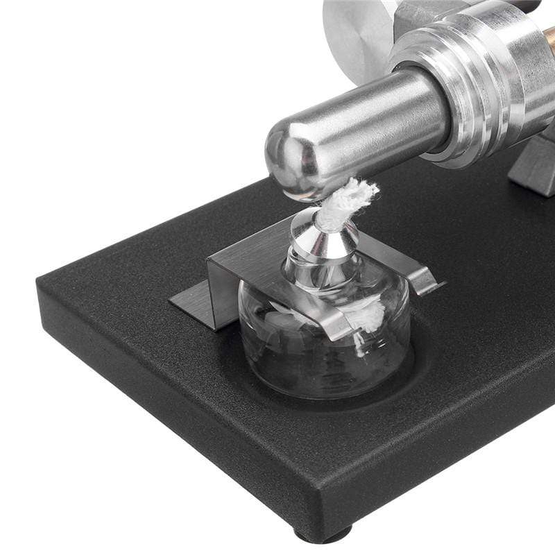Stirling Engine Kit DIY Metal Cylinder With 4Pcs LED Light Black Metal Baseplate Stem Steam Model Set - stirlingkit