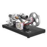 Stirling Engine Kit DIY Metal Cylinder With 4Pcs LED Light Black Metal Baseplate Stem Steam Model Set - stirlingkit