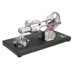Stirling Engine Kit DIY Metal Cylinder With 4Pcs LED Light Black Metal Baseplate Stem Steam Model Set - stirlingkit