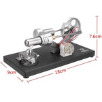 Stirling Engine Kit DIY Metal Cylinder With 4Pcs LED Light Black Metal Baseplate Stem Steam Model Set - stirlingkit