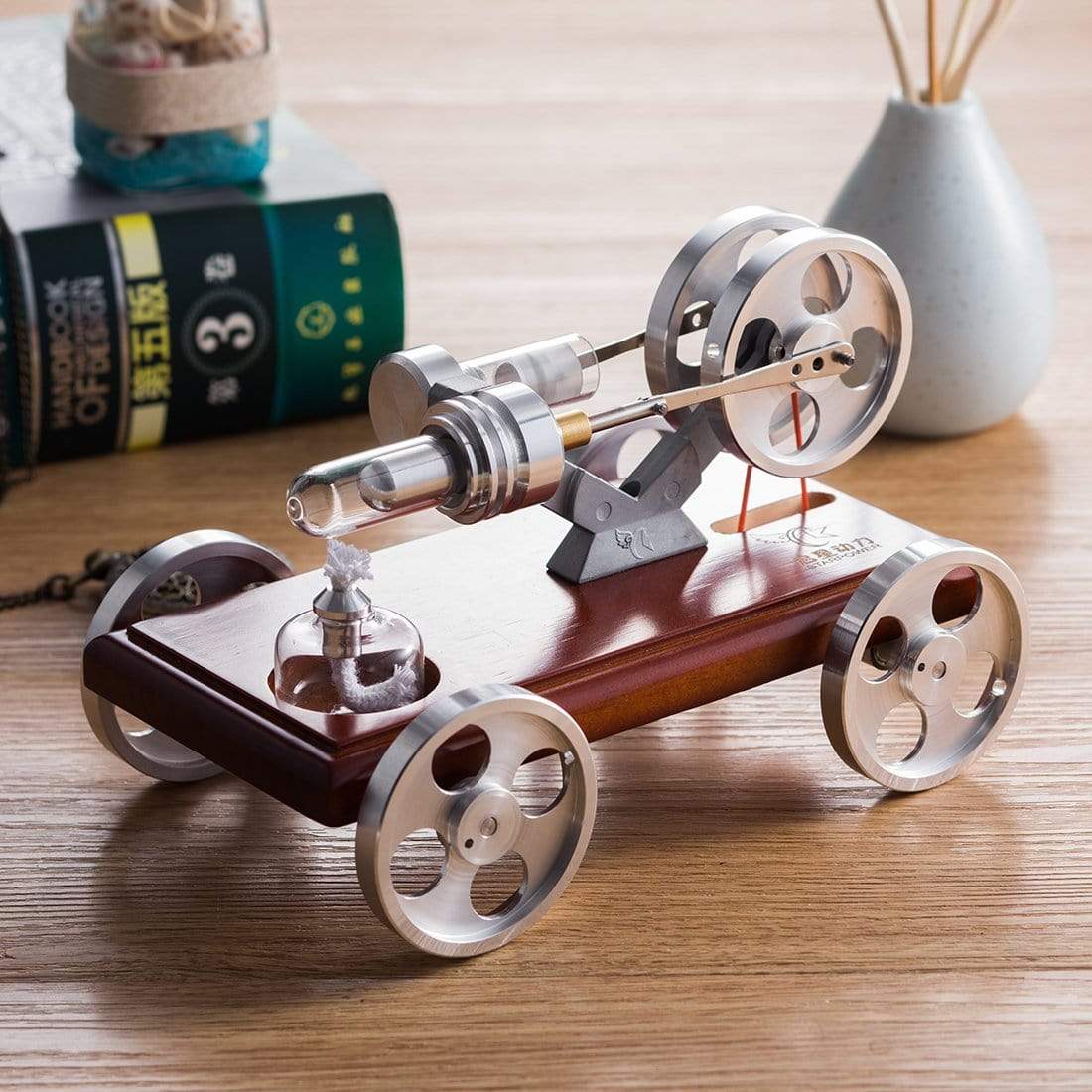 Stirling Engine Kit DIY Stirling Engine Car Model Kit With Solid Wood ...