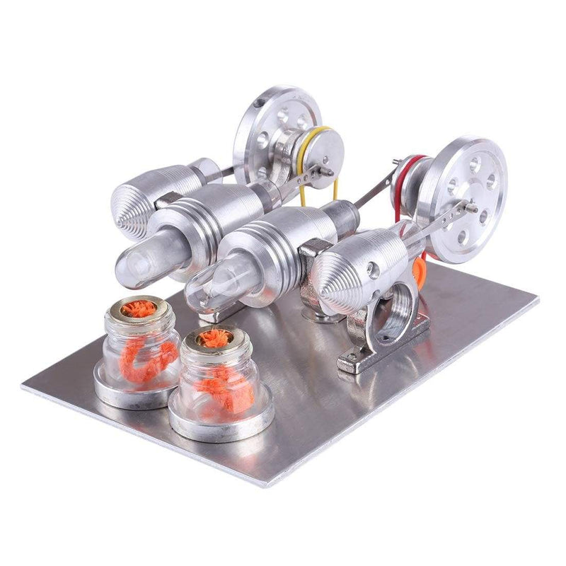 Double Cylinder Stirling Engine Motor Model Educational Toy Electricity Generator Physics Science Experiment Kits - stirlingkit