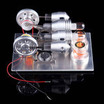 Double Cylinder Stirling Engine Motor Model Educational Toy Electricity Generator Physics Science Experiment Kits - stirlingkit