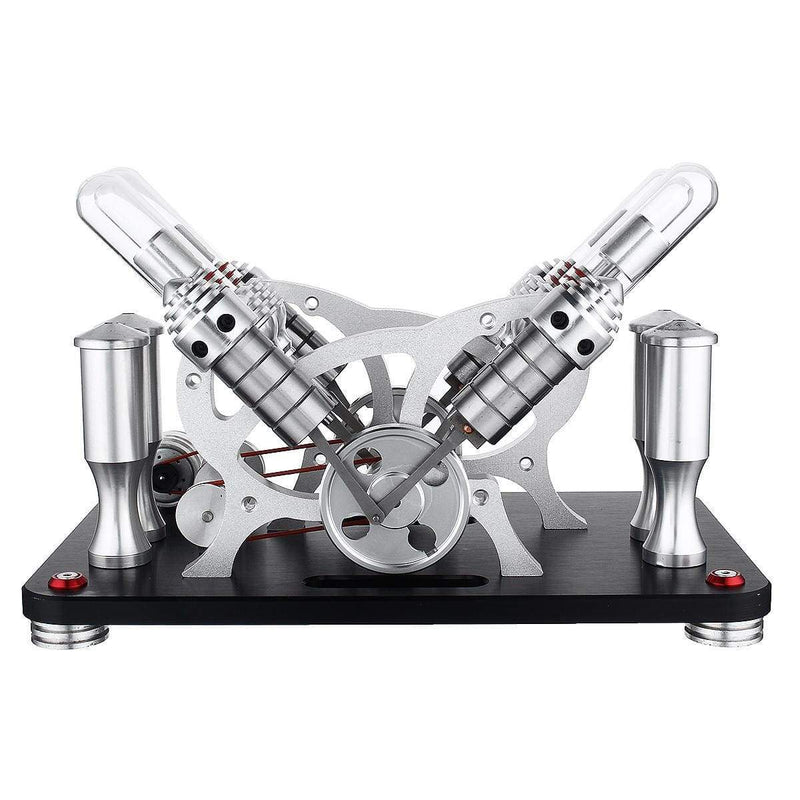 Stirling Engine Kit Metal Bootable V4 4-Cylinder Parallel Micro External Combustion Engine Model - stirlingkit