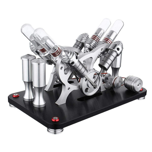 Stirling Engine Kit Metal Bootable V4 4-Cylinder Parallel Micro External Combustion Engine Model - stirlingkit