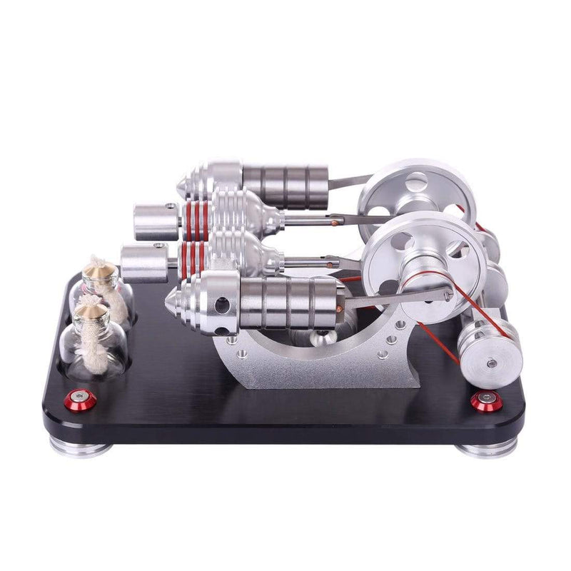 Stirling Engine Kit Micro Metal Double-Cylinder Parallel Bootable External Combustion Engine Model - stirlingkit