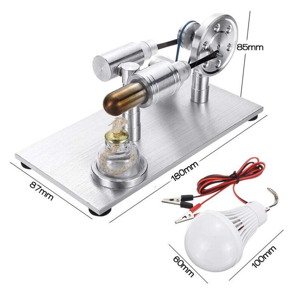 Stirling Engine Kit Model Metal External Combustion With Light Bulb Developmental Toy - stirlingkit