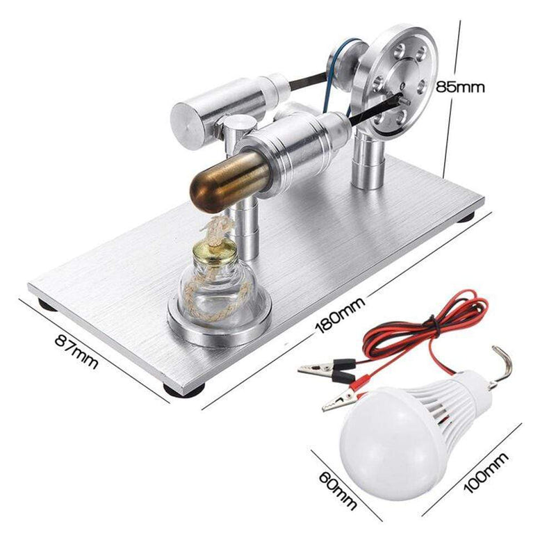 Stirling Engine Kit Model Metal External Combustion With Light Bulb Developmental Toy - stirlingkit